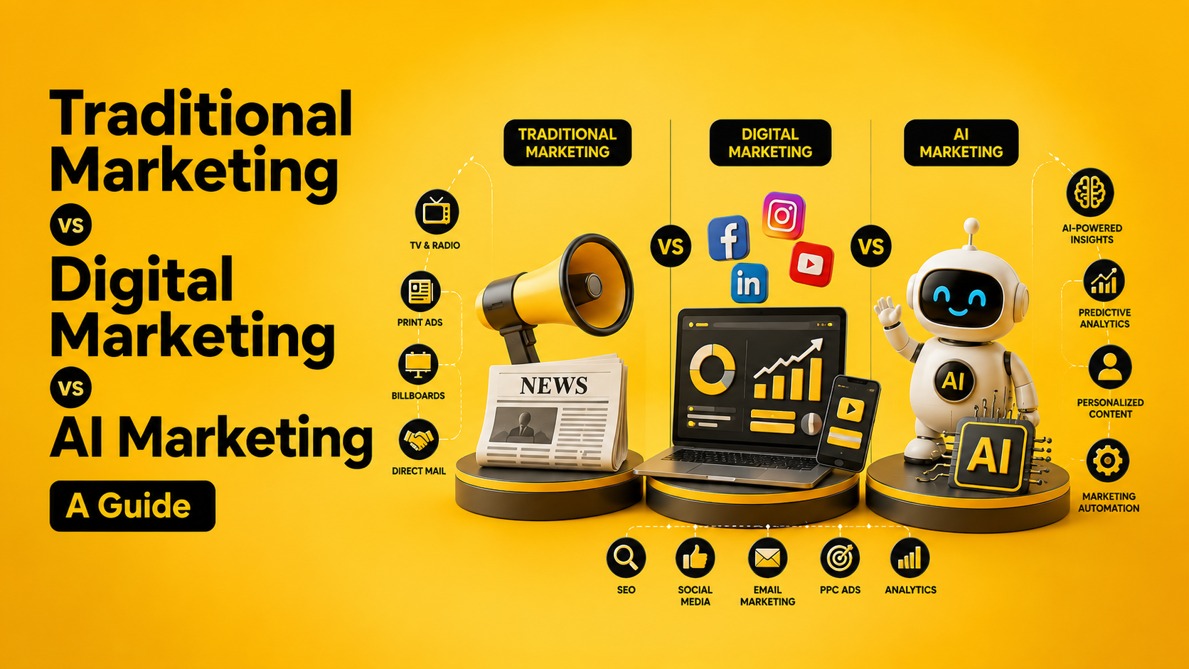 Traditional Marketing vs Digital Marketing vs AI Marketing
